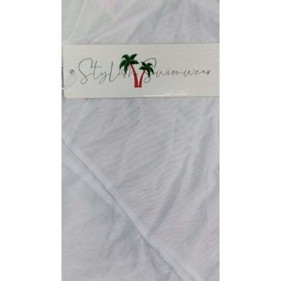 Stylish Bathing Suit Swimwear Cover-Up Soft white Sheer Size Medium New w Tags - Picture 3 of 8